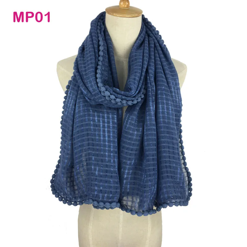 Very Pretty Fabric Designer Hijab Scarves Lady Elegant Long Shawl Scarf Unique Plain Color Wraps with pom pom all over the edge
Very Pretty Fabric Designer Hijab Scarves Lady Elegant Long Shawl Scarf Unique Plain Color Wraps with pom pom all over the edge