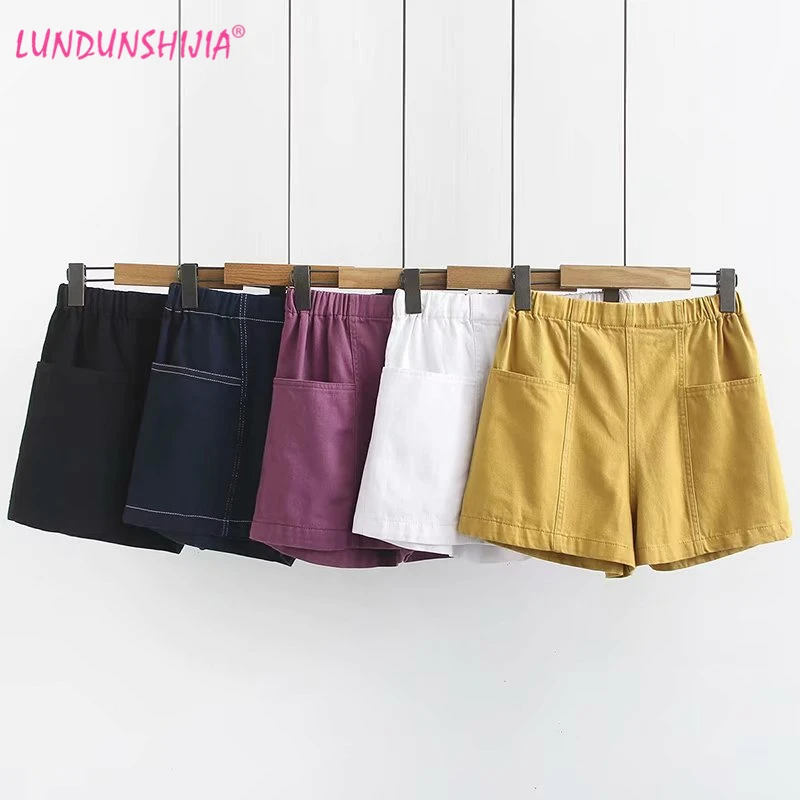 LUNDUNSHIJIA 2019 New Arrival Summer Women Cotton Shorts Elastic Waist Pockets Shorts For Women 5 Colors
LUNDUNSHIJIA 2019 New Arrival Summer Women Cotton Shorts Elastic Waist Pockets Shorts For Women 5 Colors