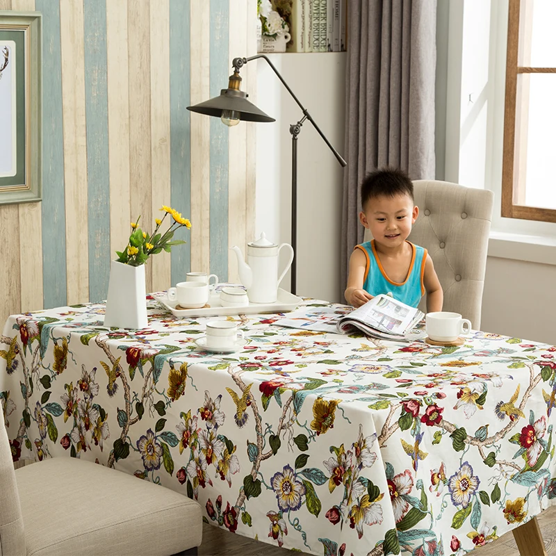 White Cotton Fabric Dining Table Cloth Bird Flowers Pattern Home Tablecloth Rectangle or Square Restaurant Fabric Cover
White Cotton Fabric Dining Table Cloth Bird Flowers Pattern Home Tablecloth Rectangle or Square Restaurant Fabric Cover