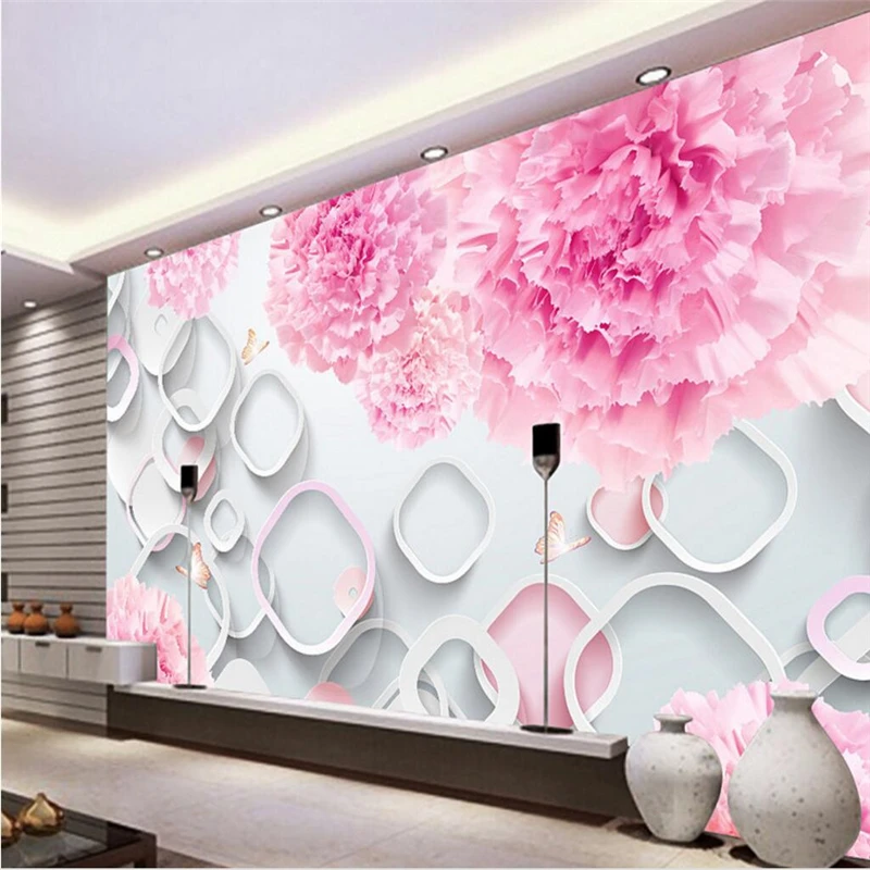 

beibehang Custom photo wall paper 3d mural fantasy flowers 3D circle TV backdrop papel de parede wallpaper for walls 3 d