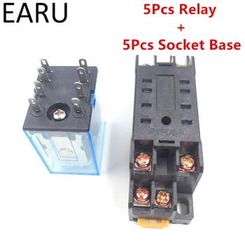 

5Sets MY2P HH52P MY2NJ Relay Coil General DPDT Micro Mini Electromagnetic Relay Switch with Socket Base AC 110V 220V DC 12V 24V