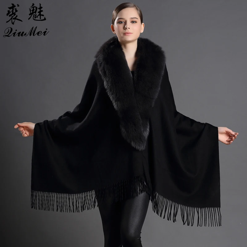 Ponchos Women Real Fur Scarves Wool Shawls With Tassel Fox Fur Cachecol Elegant Luxury Female Pashmina Solid Cashmere Shawl
Ponchos Women Real Fur Scarves Wool Shawls With Tassel Fox Fur Cachecol Elegant Luxury Female Pashmina Solid Cashmere Shawl