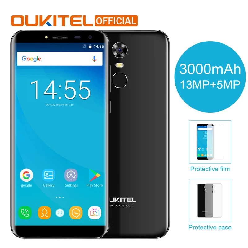 

Oukitel C8 5.5" 18:9 Infinity Display Android 7.0 MTK6580A Quad Core Smartphone 2G RAM 16G ROM 3000mAh Fingerprint Mobile Phone