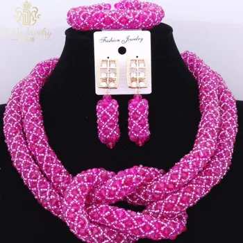 Gorgeous 2018 Hot Pink Nigerian Wedding African Beads Jewelry Sets 2 Layers Beads For Brides Cross Fashion Costume Necklaces Set
Gorgeous 2018 Hot Pink Nigerian Wedding African Beads Jewelry Sets 2 Layers Beads For Brides Cross Fashion Costume Necklaces Set