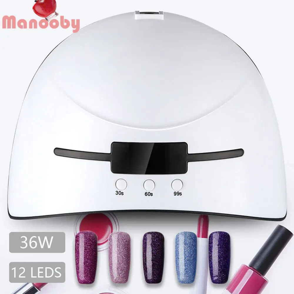 

Manooby New 36W UV Lamp Nail Dryer For All Types Gel UV Lamp USB Portable 12 Leds UV lamps Hardening 30s 60s 90s Timer