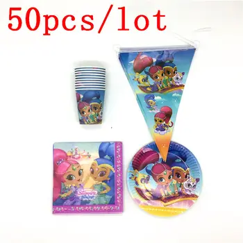 50Pcs/Lot Shimmer Shine Disposable Cup Plate Napkin Flag Wedding Kid Favors Birthday Family Party Banners Decoration Supply
50Pcs/Lot Shimmer Shine Disposable Cup Plate Napkin Flag Wedding Kid Favors Birthday Family Party Banners Decoration Supply