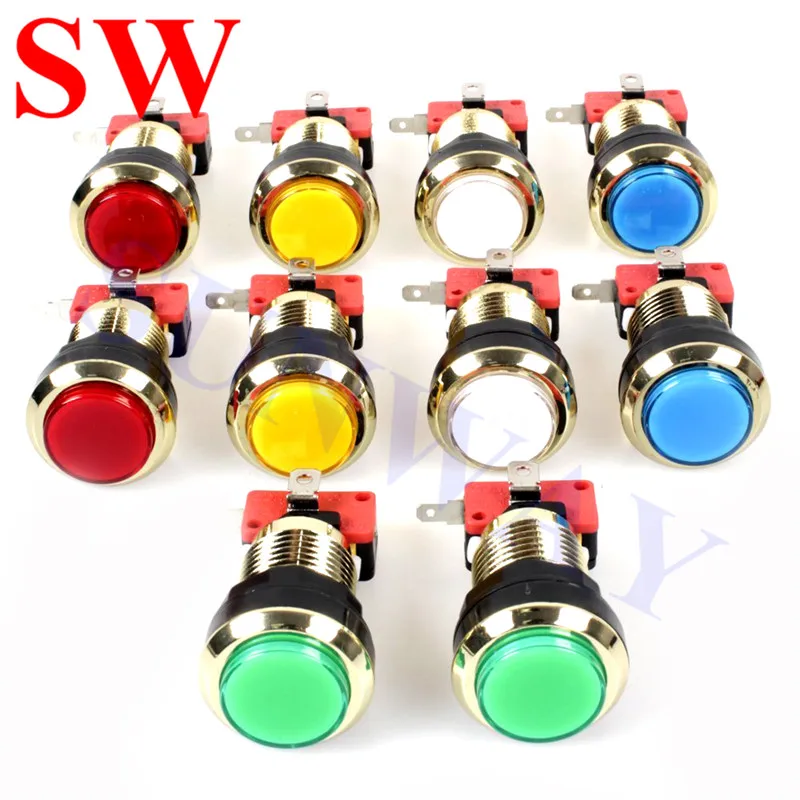 Free shipping 33mm Gold Plated illuminated push button with 12v LED/5 color choice Arcade Start Push Button with microswitch
Free shipping 33mm Gold Plated illuminated push button with 12v LED/5 color choice Arcade Start Push Button with microswitch