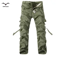 2018 New Men Cargo Pants army green big pockets decoration mens Casual trousers easy wash male autumn army pants plus size 42 image