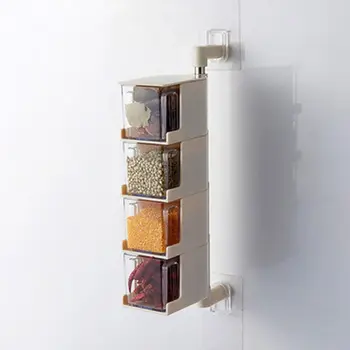 New Creative Paste-style Wall-mounted Transparent Seasoning Cans Kitchen Spice Rack Condiment Bottles Pepper Shakers Box Spoon 4
New Creative Paste-style Wall-mounted Transparent Seasoning Cans Kitchen Spice Rack Condiment Bottles Pepper Shakers Box Spoon 4