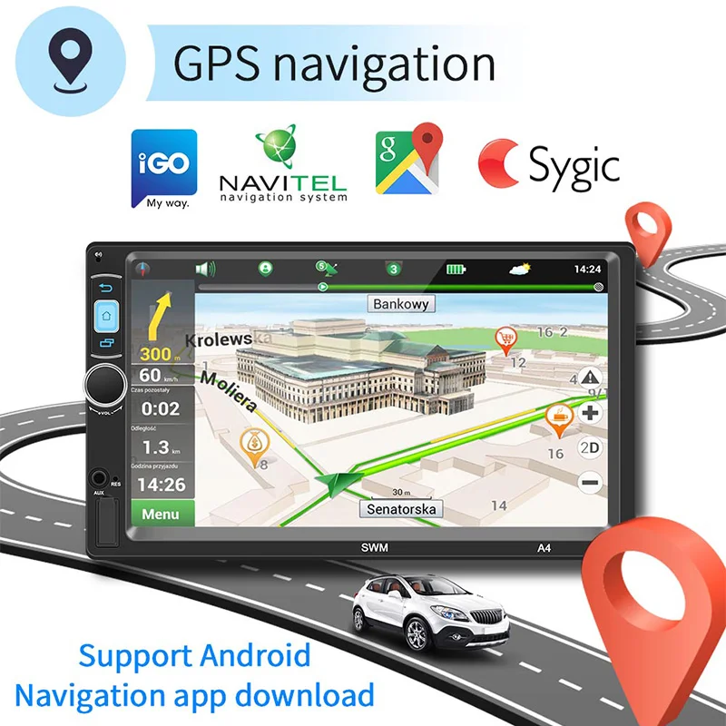 2 Din Android 8 1 автомобильный MP5 плеер A4 7 "сенсорный экран gps Navi FM радио WiFi Bluetooth ГБ 16