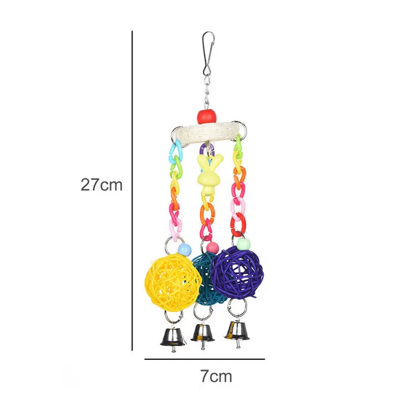Mayitr Parrot Toys Pet Bird Bites Climb Chew Toy Hanging Cockatiel Parakeet Climb Chewing Cage With Bell Bird Toys Multi Styles
