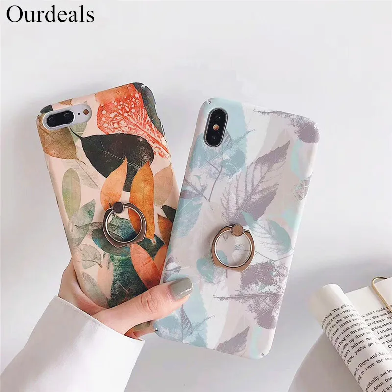 Ourdeals Simple Retro Leaf Ring Bracket Phone Case For iphone 8 7plus XS MAX XR X 6 6s plus All-inclusive PC Hard Shell Funda 
Ourdeals Simple Retro Leaf Ring Bracket Phone Case For iphone 8 7plus XS MAX XR X 6 6s plus All-inclusive PC Hard Shell Funda