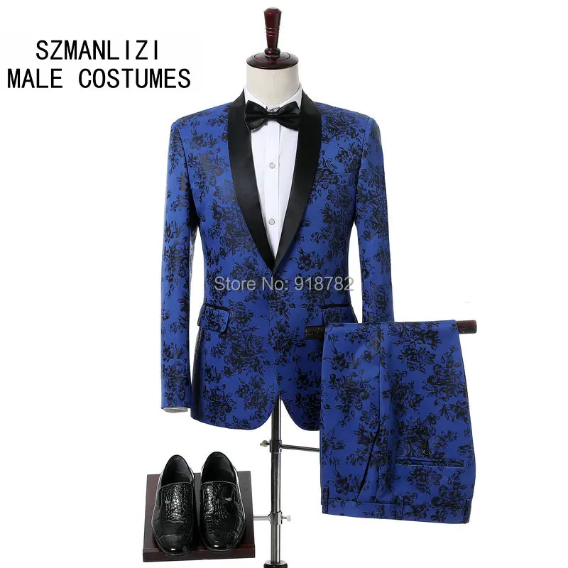 Groom Wear Shawl Lapel 2 Pieces Blue Black Flower Floral Suit Colorful Mens Tuxedo Wedding Prom Suits Best Man Coat With Pants
Groom Wear Shawl Lapel 2 Pieces Blue Black Flower Floral Suit Colorful Mens Tuxedo Wedding Prom Suits Best Man Coat With Pants