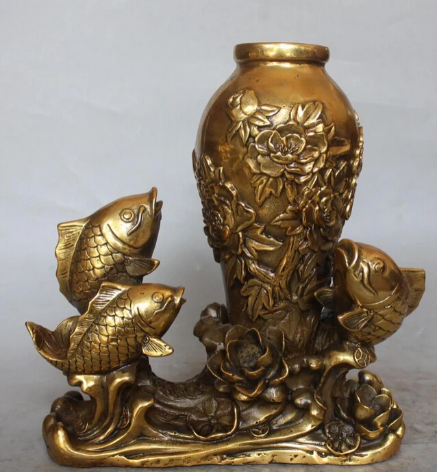 xiuli 002935 12" Chinese Bronze Jump Fish Fishes Goldfish Lotus flower Bottle Vase Pot Statue
xiuli 002935 12" Chinese Bronze Jump Fish Fishes Goldfish Lotus flower Bottle Vase Pot Statue
