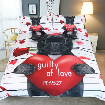 Duvet Cover fashion love red heart stripe Cute Dog Image Animals Nature printed 3pcs soft pillowcase twin full queen Bedding Set
Duvet Cover fashion love red heart stripe Cute Dog Image Animals Nature printed 3pcs soft pillowcase twin full queen Bedding Set