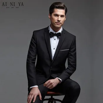 New Style Men Wedding Suits Black One Button Two Piece Suit Two Pockets Men Suits Fashion Slim Pure Color Groom Suits
New Style Men Wedding Suits Black One Button Two Piece Suit Two Pockets Men Suits Fashion Slim Pure Color Groom Suits
