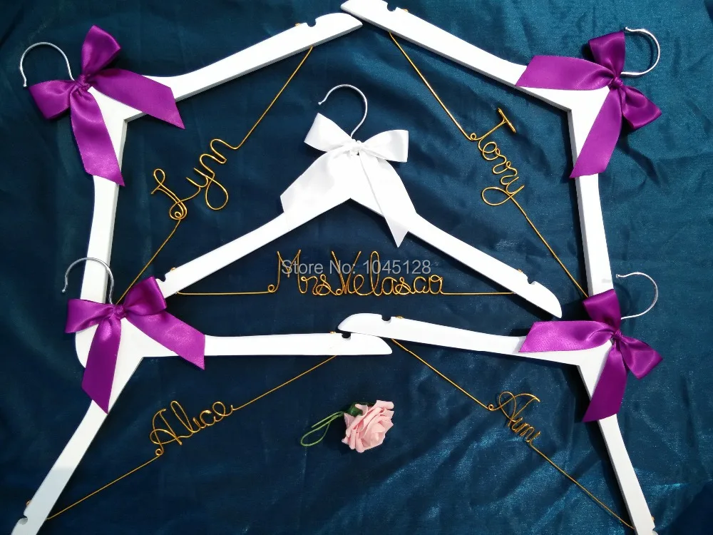 

Free shipping 5 Personalized Wedding Hanger, bridesmaid gifts, name hanger, brides hanger Christmas gift bride dress