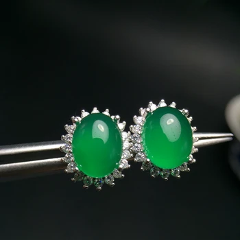 Uloveido Green Chalcedony Stud Earrings Women, 925 Sterling Silver Jewelry, 8*10mm Gemstone with Velvet Box Certificate FR157
Uloveido Green Chalcedony Stud Earrings Women, 925 Sterling Silver Jewelry, 8*10mm Gemstone with Velvet Box Certificate FR157