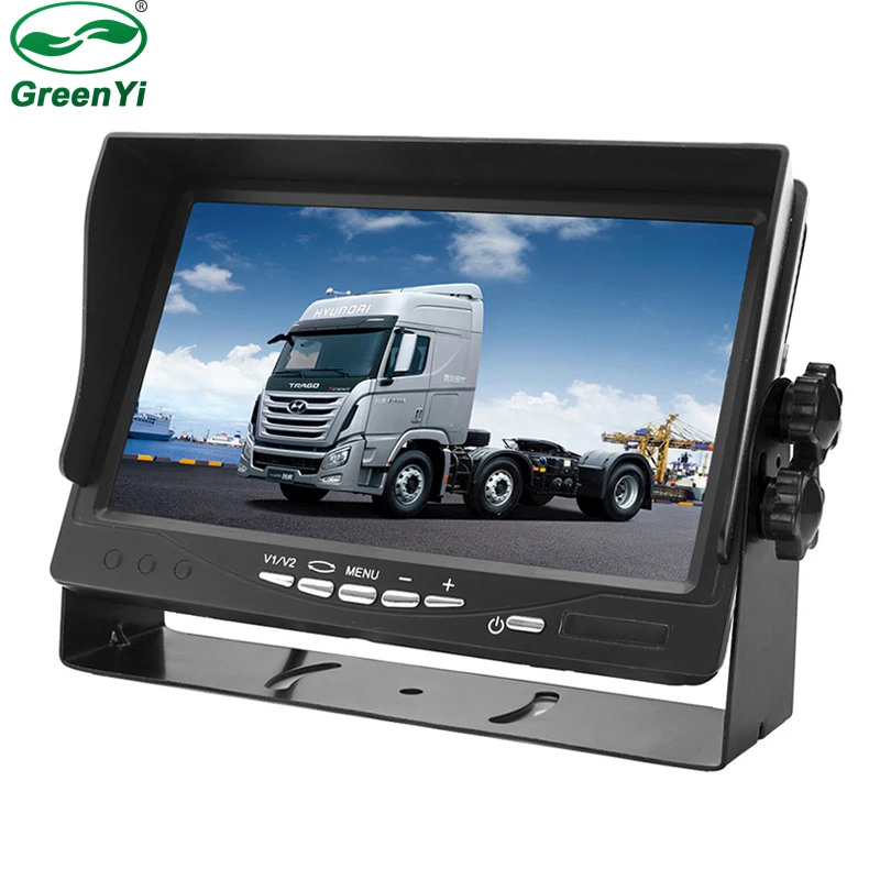 

GreenYi DC12~24V Truck Bus HD 800X480 Digital Screen 7 Inch TFT LCD Car Parking Monitor With Iron Bracket 2 RCA Video Input