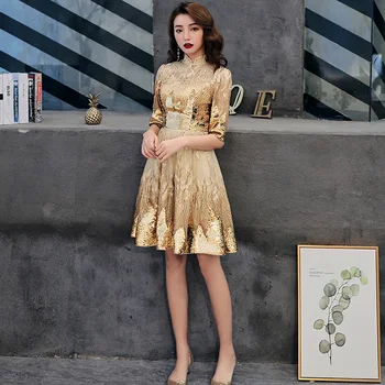 Golden Lady Bling Mesh Dress Sequinse Satin&lace Qipao Plus Size 3XL Cheongsam Mandarin Collar Half Sleeve Vestidos De Festa
Golden Lady Bling Mesh Dress Sequinse Satin&lace Qipao Plus Size 3XL Cheongsam Mandarin Collar Half Sleeve Vestidos De Festa