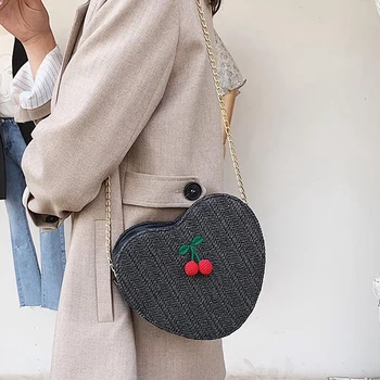 Women'S Fashion Elegant Heart-Shaped Cherry Accessories Solid Color Messenger Bag Shoulder Bag Love Woven Bag
Women'S Fashion Elegant Heart-Shaped Cherry Accessories Solid Color Messenger Bag Shoulder Bag Love Woven Bag