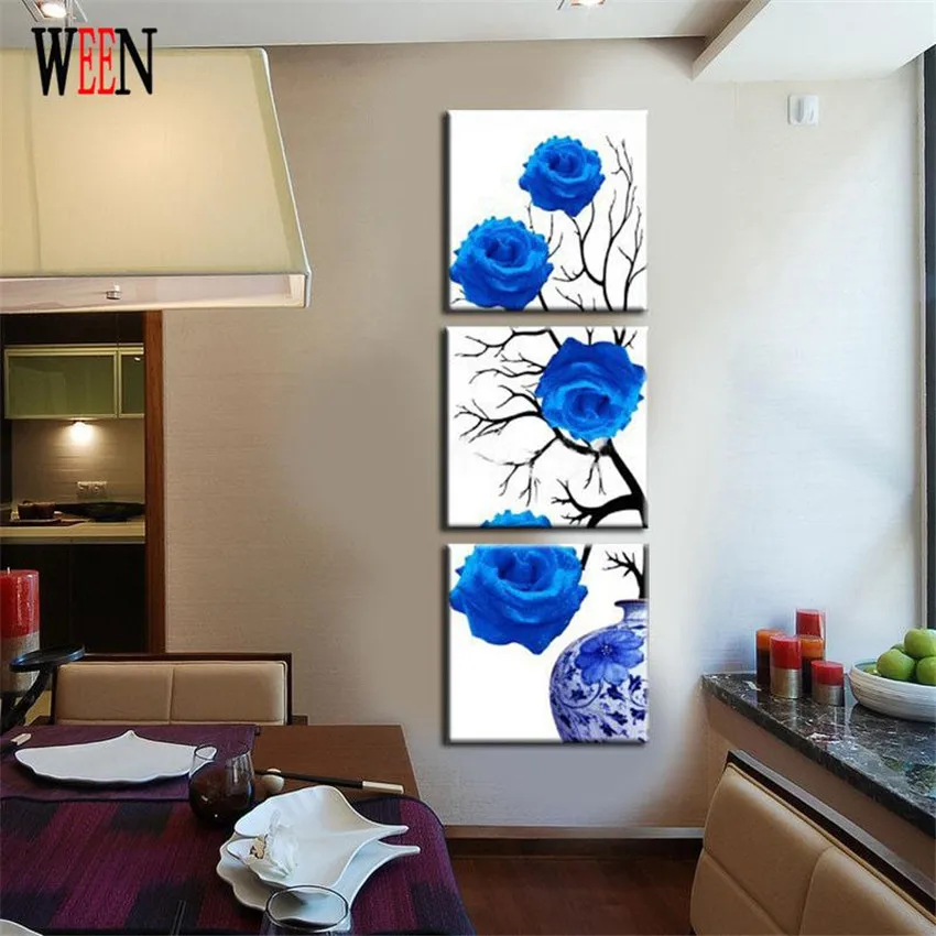 Framed blue rose Canvas Paintings For Living Room Modern cuadros decoracion Painting Wall Picture Tableau Peinture Sur Toile | Дом и сад