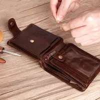 Cobbler Legend Real Cowhide Leather Bifold Clutch Genuine Leather Men's Short Wallets Coin Purses Male ID Credit Cards Holder image