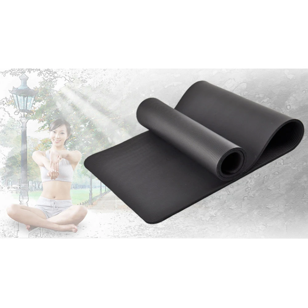 10mm Thick NBR Pure Color Anti-skid Yoga Mat 183x61x1cm Black (1)