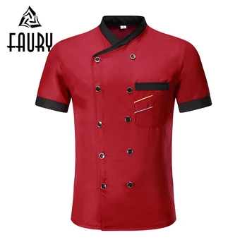 Unisex Oblique Collar Double Breasted Short Sleeve Stitching Color Restaurant Uniform Breathable Food Service Chef Jackets Apron
Unisex Oblique Collar Double Breasted Short Sleeve Stitching Color Restaurant Uniform Breathable Food Service Chef Jackets Apron