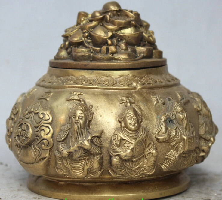 5" Chinese Brass Bat Mammon Money Wealth God Treasure Bowl Incense Burner Censer S0706
5" Chinese Brass Bat Mammon Money Wealth God Treasure Bowl Incense Burner Censer S0706
