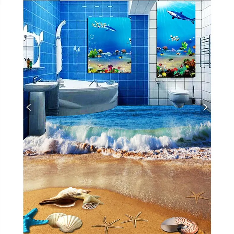 Floor mural HD blue waves lapping the beach Waterproof Bathroom kitchen balcony PVC Wall paper Self wall sticker Floor painting
Floor mural HD blue waves lapping the beach Waterproof Bathroom kitchen balcony PVC Wall paper Self wall sticker Floor painting