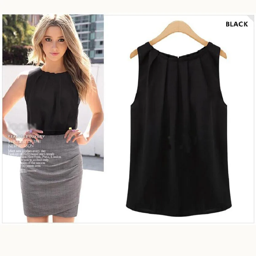 2019 New Women's Summer Casual Fashion Large Size Round Neck Pullover Wrinkle Sleeveless Chiffon Shirt
2019 New Women's Summer Casual Fashion Large Size Round Neck Pullover Wrinkle Sleeveless Chiffon Shirt