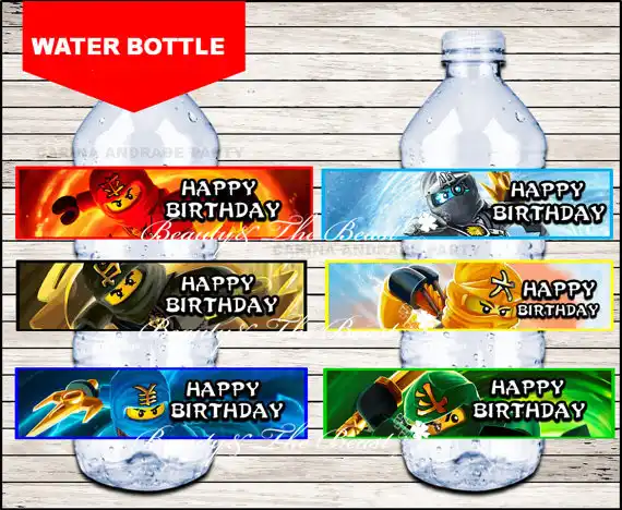 Lego Ninjago Bottle Water Labels Trolls Party Wrappers Baby Shower Ninjago Birthday Party Decorations Kids Party Supplies