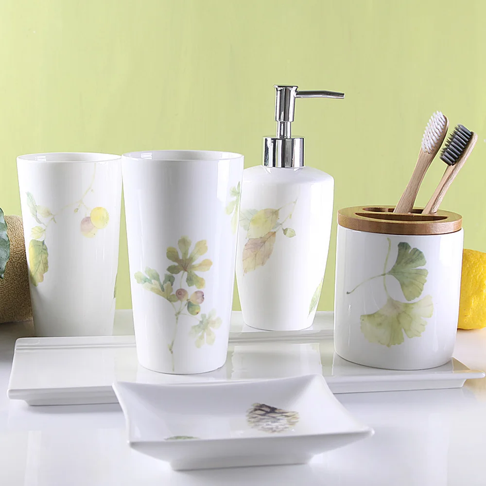 Bathroom five-piece ceramic simple brushing cup set tooth cylinder cup mouth cup couple toothbrush cup set Korean version LO7281
Bathroom five-piece ceramic simple brushing cup set tooth cylinder cup mouth cup couple toothbrush cup set Korean version LO7281