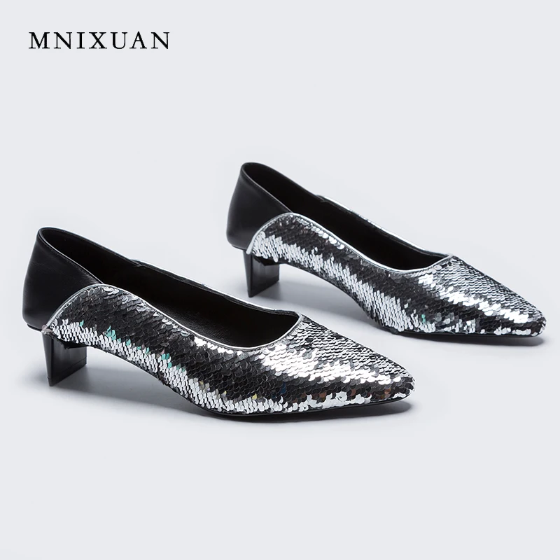 MNIXUAN Sexy bling sequins handmade women shoes pumps 2019 new genuine leather pointed toe nightclub medium heels slip on shoes
MNIXUAN Sexy bling sequins handmade women shoes pumps 2019 new genuine leather pointed toe nightclub medium heels slip on shoes
