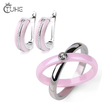Female Jewelry Sets Trendy Pink Stud Earrings Statement Rings For Party Made By Ceramic CZ Crystal Wedding Jewelry Gift 2019
Female Jewelry Sets Trendy Pink Stud Earrings Statement Rings For Party Made By Ceramic CZ Crystal Wedding Jewelry Gift 2019
