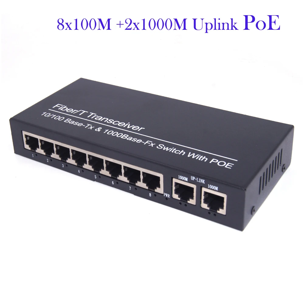 POE Switch 8 ports 10/100Mbps POE + 2 ports Gigbit Uplink POE Switch for POE IP cameras wireless AP power IEEE 802.3af(15.4W)
POE Switch 8 ports 10/100Mbps POE + 2 ports Gigbit Uplink POE Switch for POE IP cameras wireless AP power IEEE 802.3af(15.4W)
