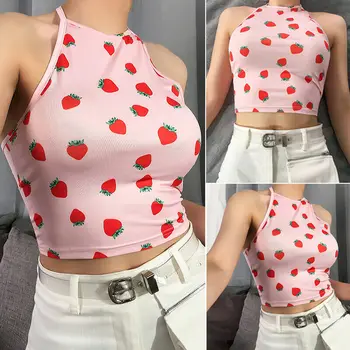 Fashion Women Summer Casual Tank Tops Vest Sleeveless Crop Sexy Cute Sweet Strawberry Print Sleeveless Pink Girls Ladies Camis
Fashion Women Summer Casual Tank Tops Vest Sleeveless Crop Sexy Cute Sweet Strawberry Print Sleeveless Pink Girls Ladies Camis