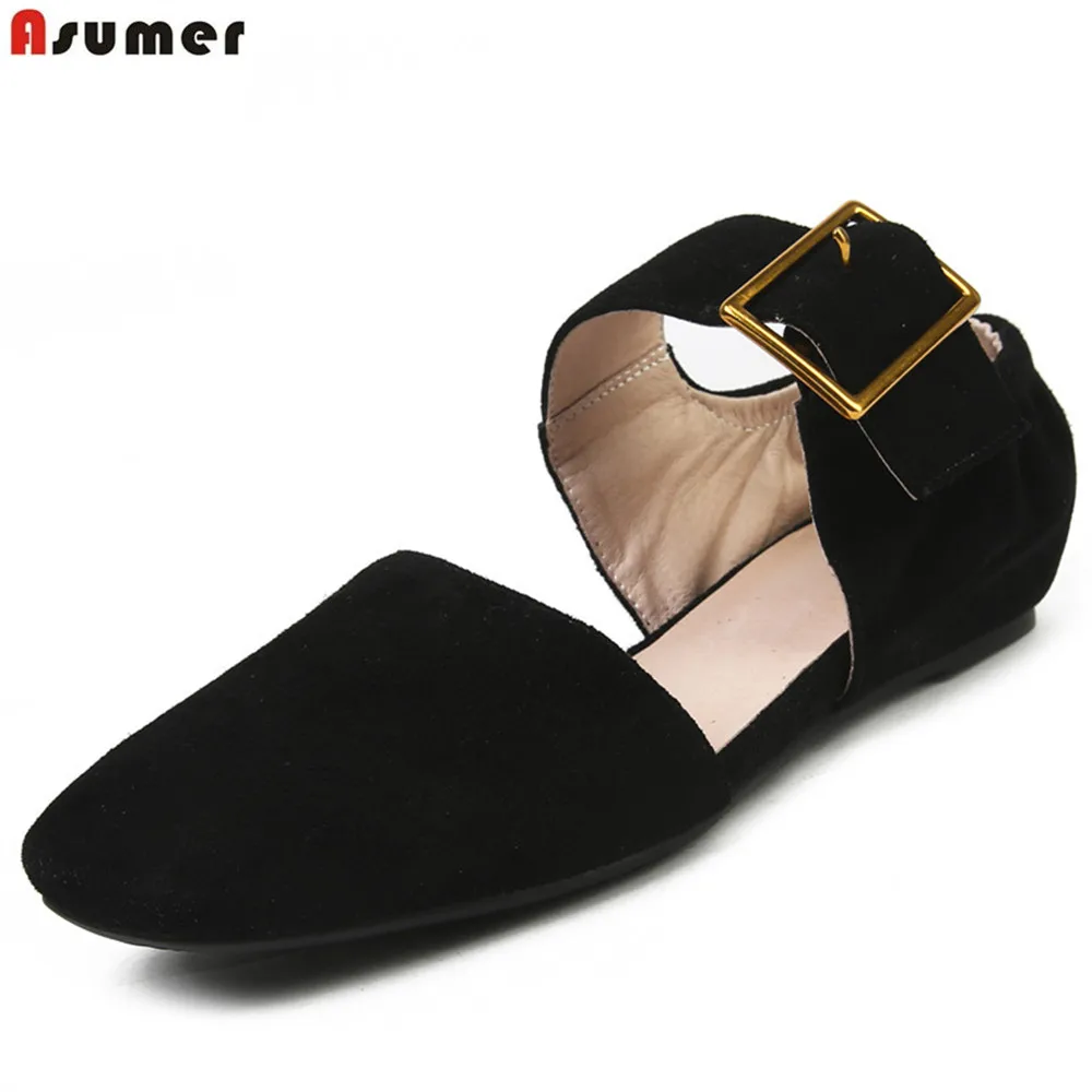 Asumer black fashion spring autumn new arrival casual flat shoes woman buckle single shoes women suede leather flats 
Asumer black fashion spring autumn new arrival casual flat shoes woman buckle single shoes women suede leather flats
