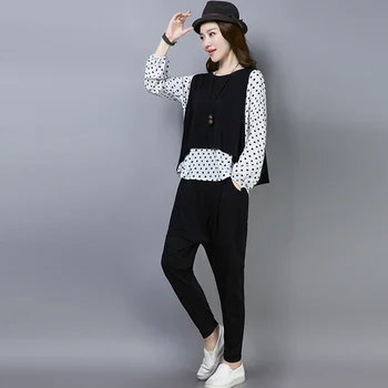 Spring 2 Piece Set Women Leisure Women's Tracksuits Polka Dot Conjunto Feminino Casual Women's Trousers Woman Suit Ukraine
Spring 2 Piece Set Women Leisure Women's Tracksuits Polka Dot Conjunto Feminino Casual Women's Trousers Woman Suit Ukraine