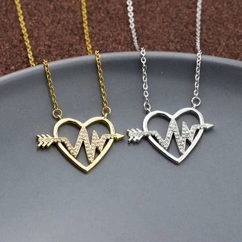 10PCS Crystal Heart Charm Necklace CZ Wave Electrocardiogram Heartbeat Necklaces Women Chains Jewelry Collier Femme
10PCS Crystal Heart Charm Necklace CZ Wave Electrocardiogram Heartbeat Necklaces Women Chains Jewelry Collier Femme