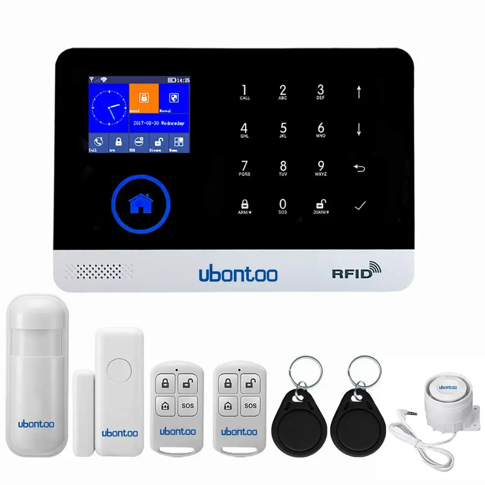ubontoo 10PCS Wireless SIM GSM Home RFID Burglar Security LCD Touch Keyboard WIFI GSM Alarm System Sensor ki
ubontoo 10PCS Wireless SIM GSM Home RFID Burglar Security LCD Touch Keyboard WIFI GSM Alarm System Sensor ki