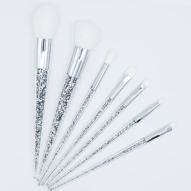 Description Picture 4 of item7PC Sliver Diamond Unicorn Crystal Makeup Brushes Set Foundation Blending Powder Eye Face Brush Makeup Tool Kit pincel maquiagem