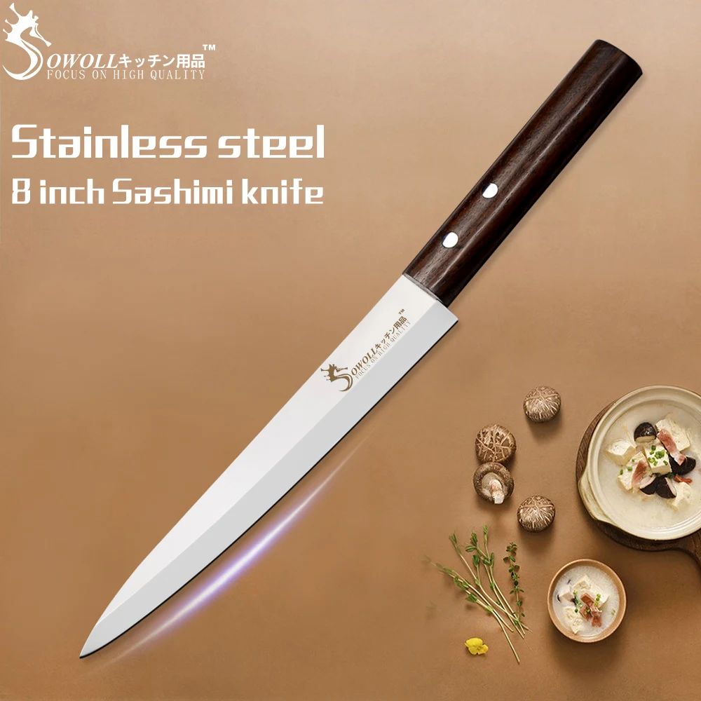SOWOLL Stainless Steel Knife Kitchen Knife Professional 8 inch Sashimi Knife Color Wood Handle Cooking Accessories New Arrival
SOWOLL Stainless Steel Knife Kitchen Knife Professional 8 inch Sashimi Knife Color Wood Handle Cooking Accessories New Arrival