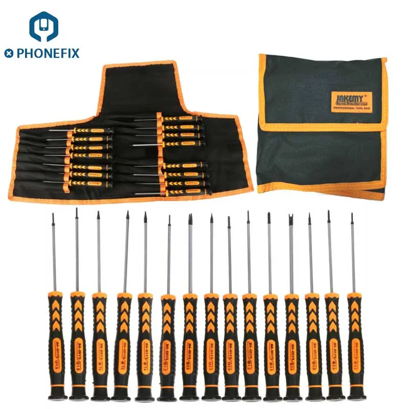 PHONEFIX JM-8119 15in1 Screwdrivers Set Phone Repair Toolbag Phillips 1.2 1.5 2.0 Slotted 2.0 2.5 Torx T4 T5 T6 U-Type 2.0 2.6
PHONEFIX JM-8119 15in1 Screwdrivers Set Phone Repair Toolbag Phillips 1.2 1.5 2.0 Slotted 2.0 2.5 Torx T4 T5 T6 U-Type 2.0 2.6