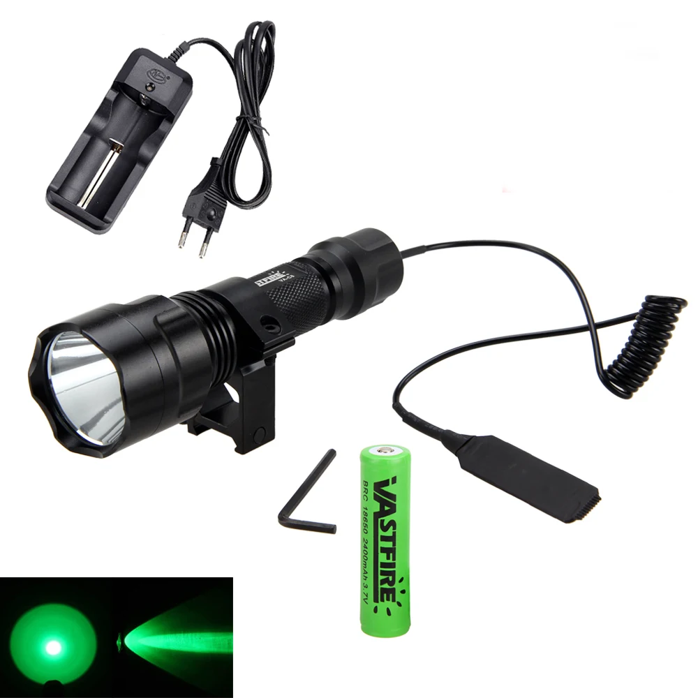 Green Q5 LED Flashlight Hunting Torch light with 25 MM Rifle Mount +Remote Pressure Switch+Battery+Charger
Green Q5 LED Flashlight Hunting Torch light with 25 MM Rifle Mount +Remote Pressure Switch+Battery+Charger