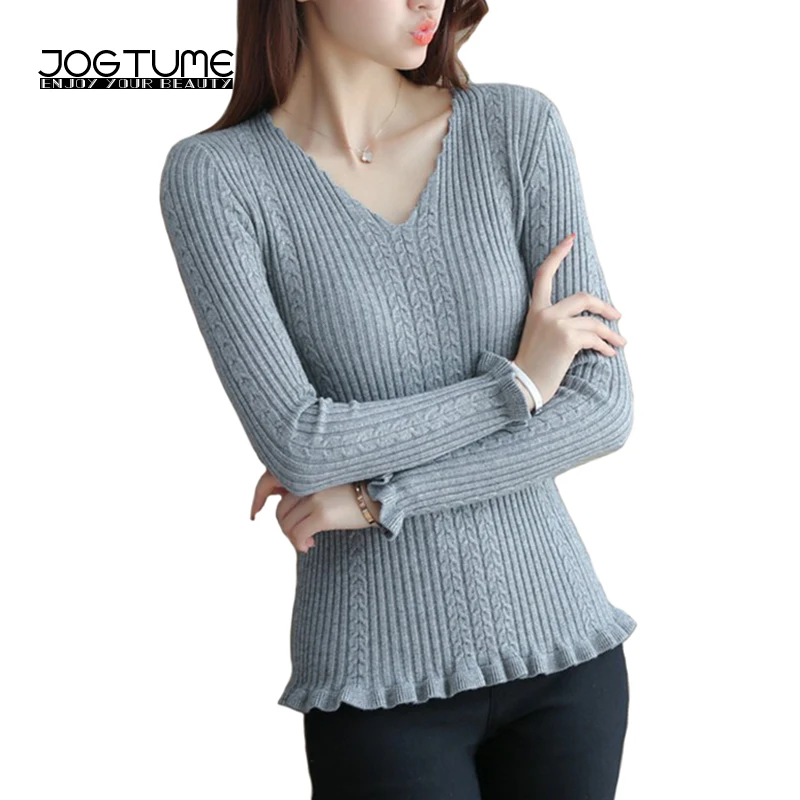 Knitted Tops Women Blouse 2017 Autumn Winter Fashion Sweaters and Pullovers V Neck Ruffles Ladies Slim Shirt Knitwears Grey Pink
Knitted Tops Women Blouse 2017 Autumn Winter Fashion Sweaters and Pullovers V Neck Ruffles Ladies Slim Shirt Knitwears Grey Pink