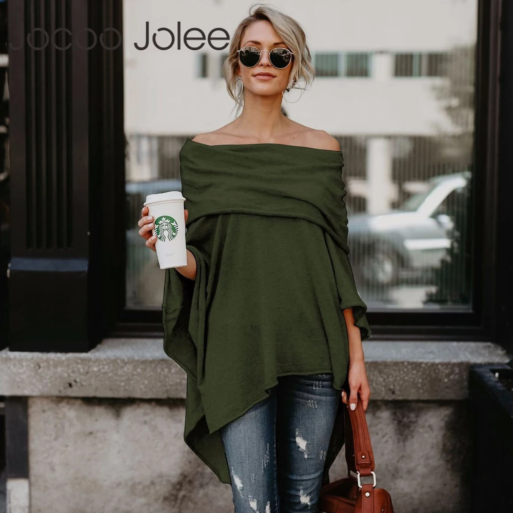 Jocoo Jolee Fashion Cloak Sweater Off Shoulder Loose Slash Neck Casual Knitted Batwing Sleeve Sweater 2018 Chonpas Mujer Grande
Jocoo Jolee Fashion Cloak Sweater Off Shoulder Loose Slash Neck Casual Knitted Batwing Sleeve Sweater 2018 Chonpas Mujer Grande