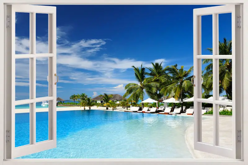 3D Window Frame Mural Tropical Beach Palm Tree Wall Sticker Vinyl Decal Decor Mural Kitchen Bathroom motorbike wall art
3D Window Frame Mural Tropical Beach Palm Tree Wall Sticker Vinyl Decal Decor Mural Kitchen Bathroom motorbike wall art