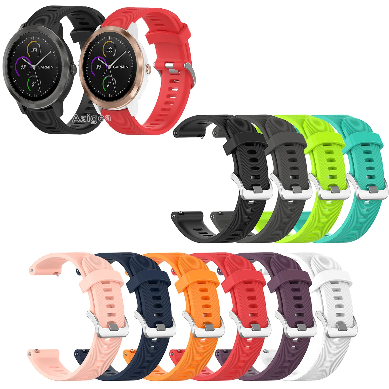 Ремешок силиконовый для смарт часов Garmin Vivoactive 3 цветной сменный модный браслет